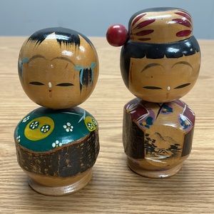 Vintage Japanese Bobble Head Lady and Girl